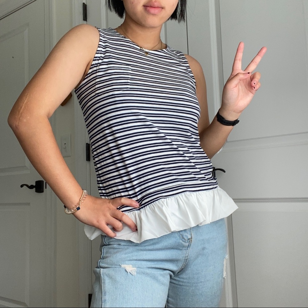 Crew Cuts Striped Ruffled Tank